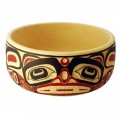 Potlatch is the Native West Coast ritual of gift giving. These intricately carved bowls were an essential part of this important ceremony. A potlatch was an event at which an individual is celebrated through his claim to certain privileges by hosting a feast and giving gifts to the invited guest. Each piece is exceptionally detailed and hand painted.