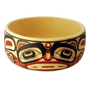 Potlatch is the Native West Coast ritual of gift giving. These intricately carved bowls were an essential part of this important ceremony. A potlatch was an event at which an individual is celebrated through his claim to certain privileges by hosting a feast and giving gifts to the invited guest. Each piece is exceptionally detailed and hand painted.