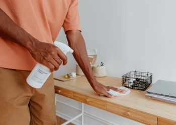 A man organizes his desk A man organizes his desk